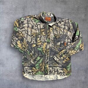 Crazy Vintage 90's Trebark Camo Button Up Top Large